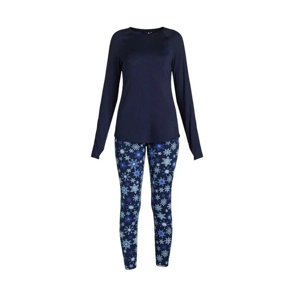 ClimateRight by Cuddl Duds 2pc Women's S Knit Base Layer Top Legging Set Blue - Picture 2 of 12